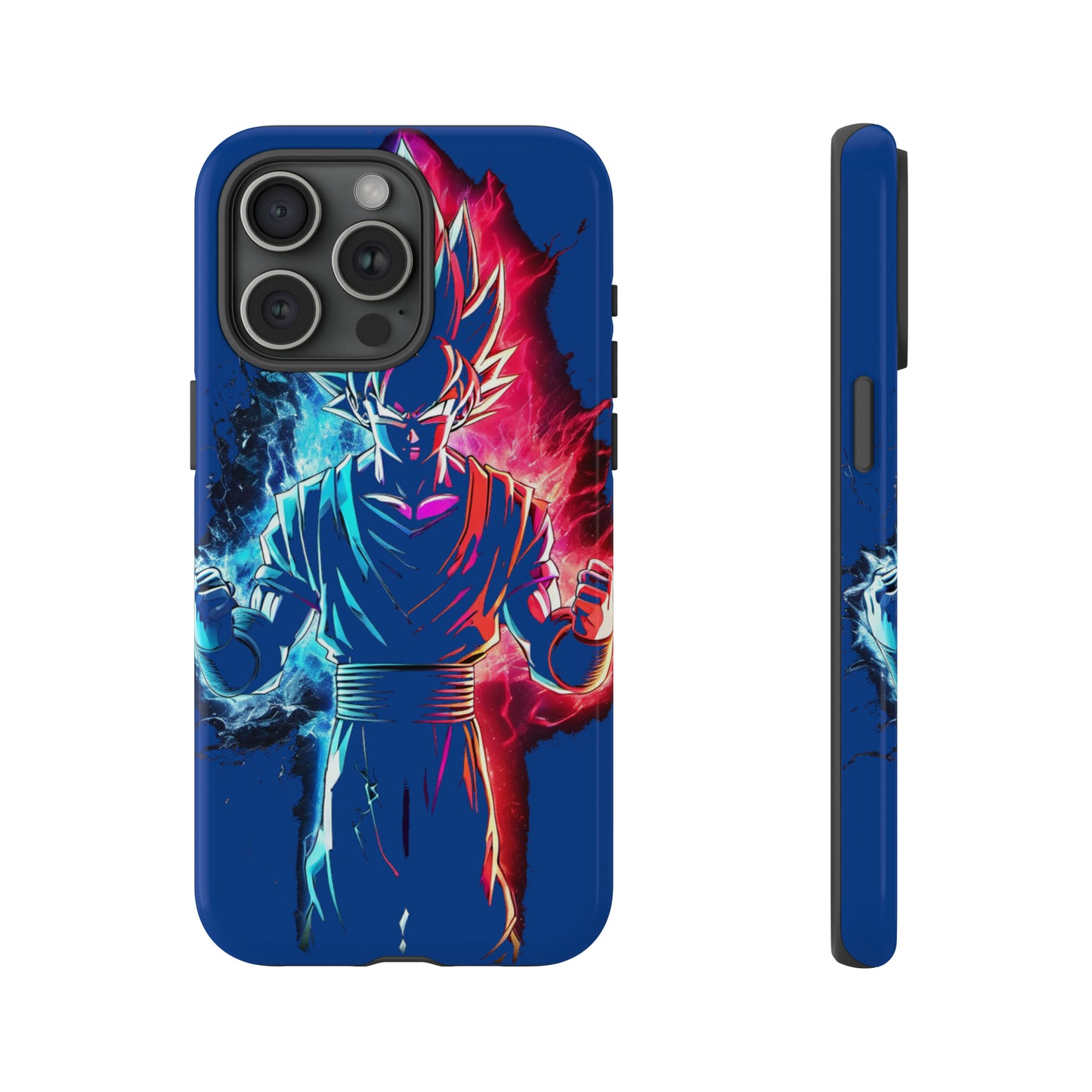 FANMADE Dragon Ball Z Goku Red/Blue Flame Phone Case [BLUE VERSION] (iPhone, Google Pixel, Samsung)