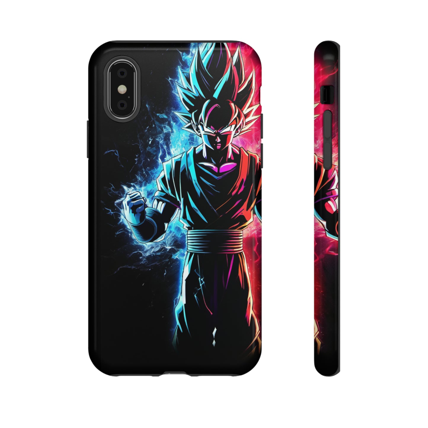 FANMADE Dragon Ball Z Goku Red/Blue Flame Phone Case [BLACK VERSION 2] (iPhone, Samsung)