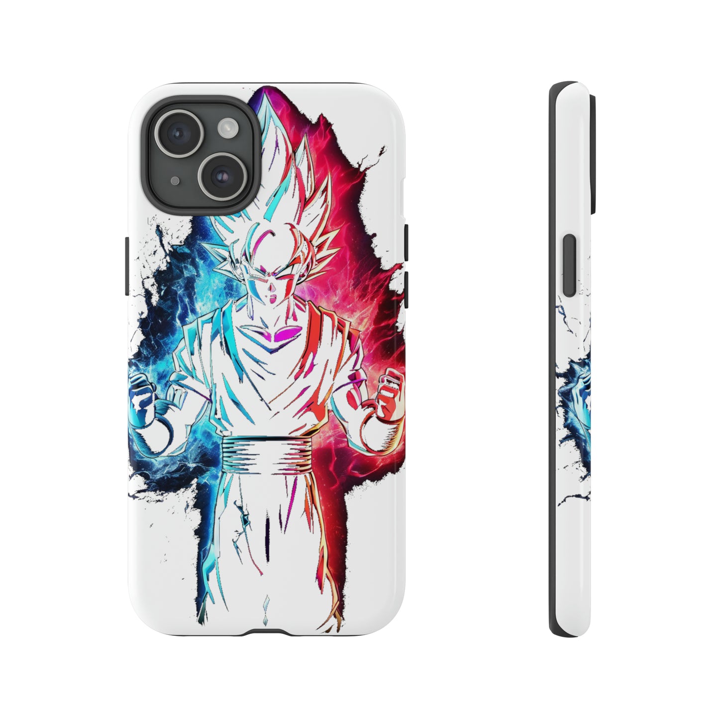 FANMADE Dragon Ball Z Goku Red/Blue Flame Phone Case [WHITE VERSION] (iPhone, Google Pixel, Samsung)