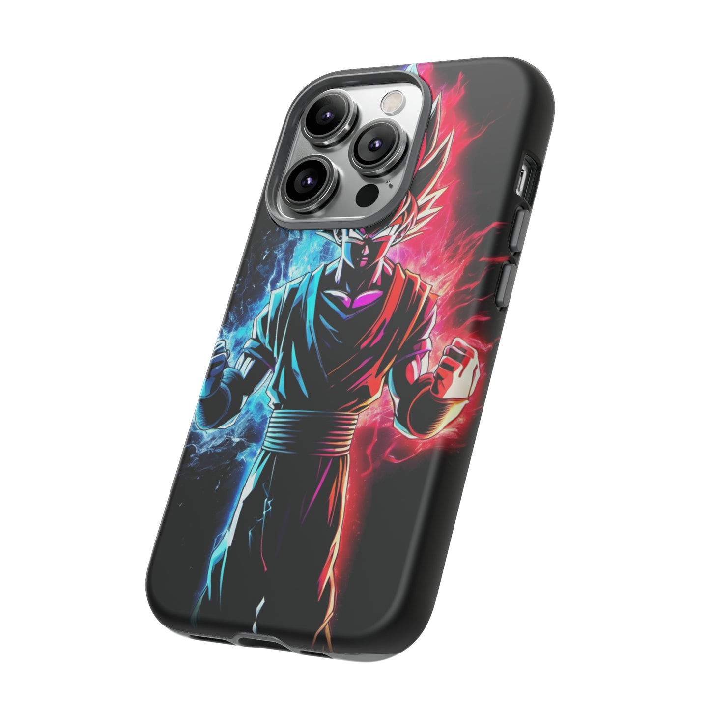 FANMADE Dragon Ball Z Goku Red/Blue Flame Phone Case [BLACK VERSION] (iPhone, Google Pixel, Samsung)