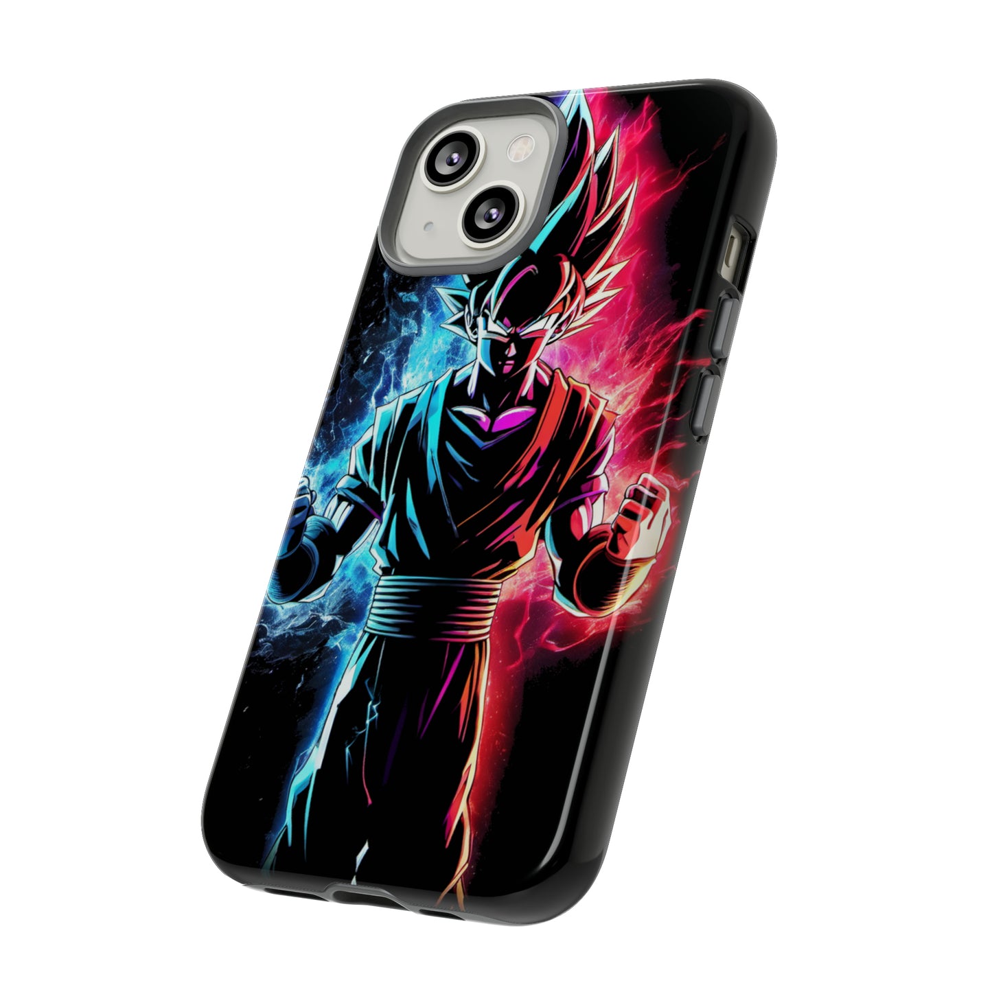 FANMADE Dragon Ball Z Goku Red/Blue Flame Phone Case [BLACK VERSION] (iPhone, Google Pixel, Samsung)