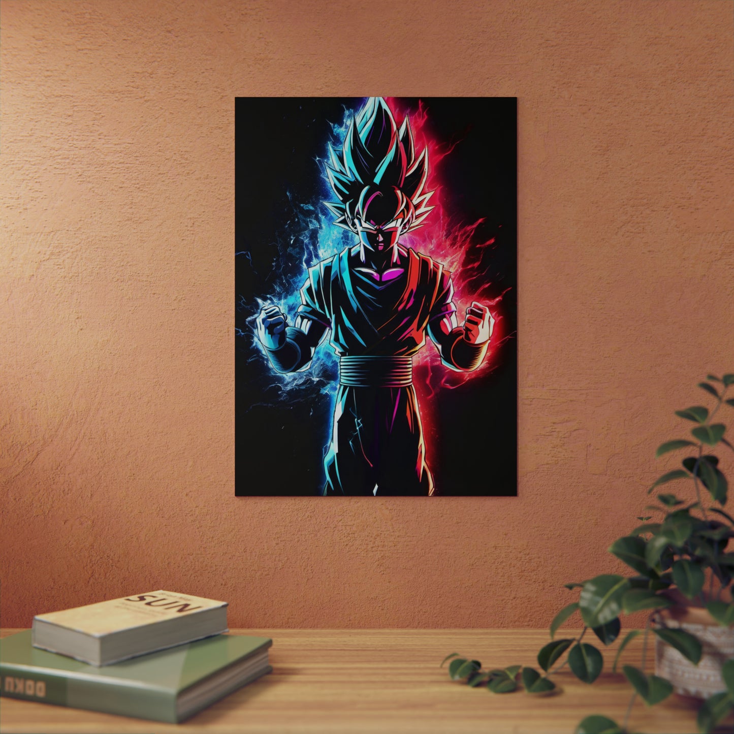 FANMADE Dragon Ball Z Goku Red/Blue Flame Aluminum Composite Panel