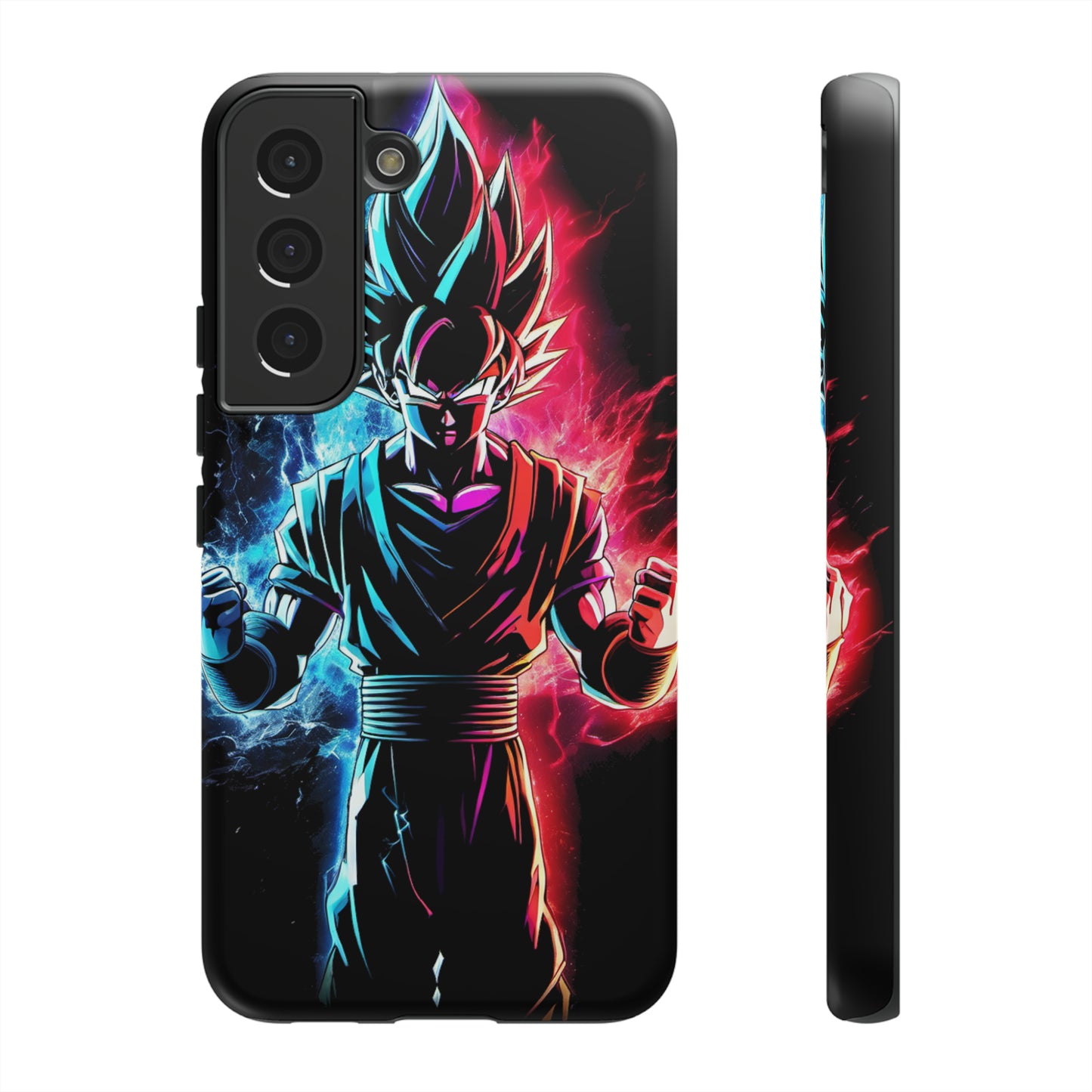 FANMADE Dragon Ball Z Goku Red/Blue Flame Phone Case [BLACK VERSION] (iPhone, Google Pixel, Samsung)