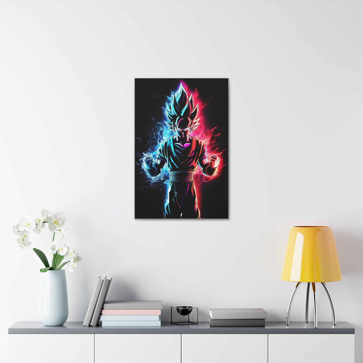 FANMADE Dragon Ball Z Goku Red/Blue Flame Canvas