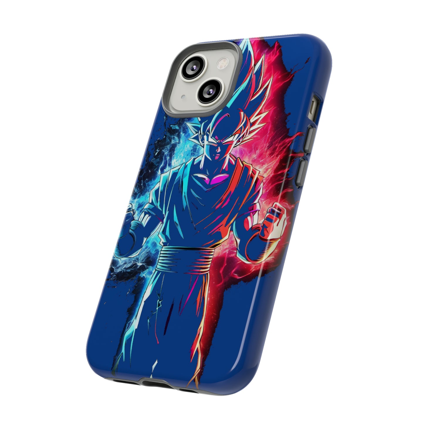 FANMADE Dragon Ball Z Goku Red/Blue Flame Phone Case [BLUE VERSION] (iPhone, Google Pixel, Samsung)