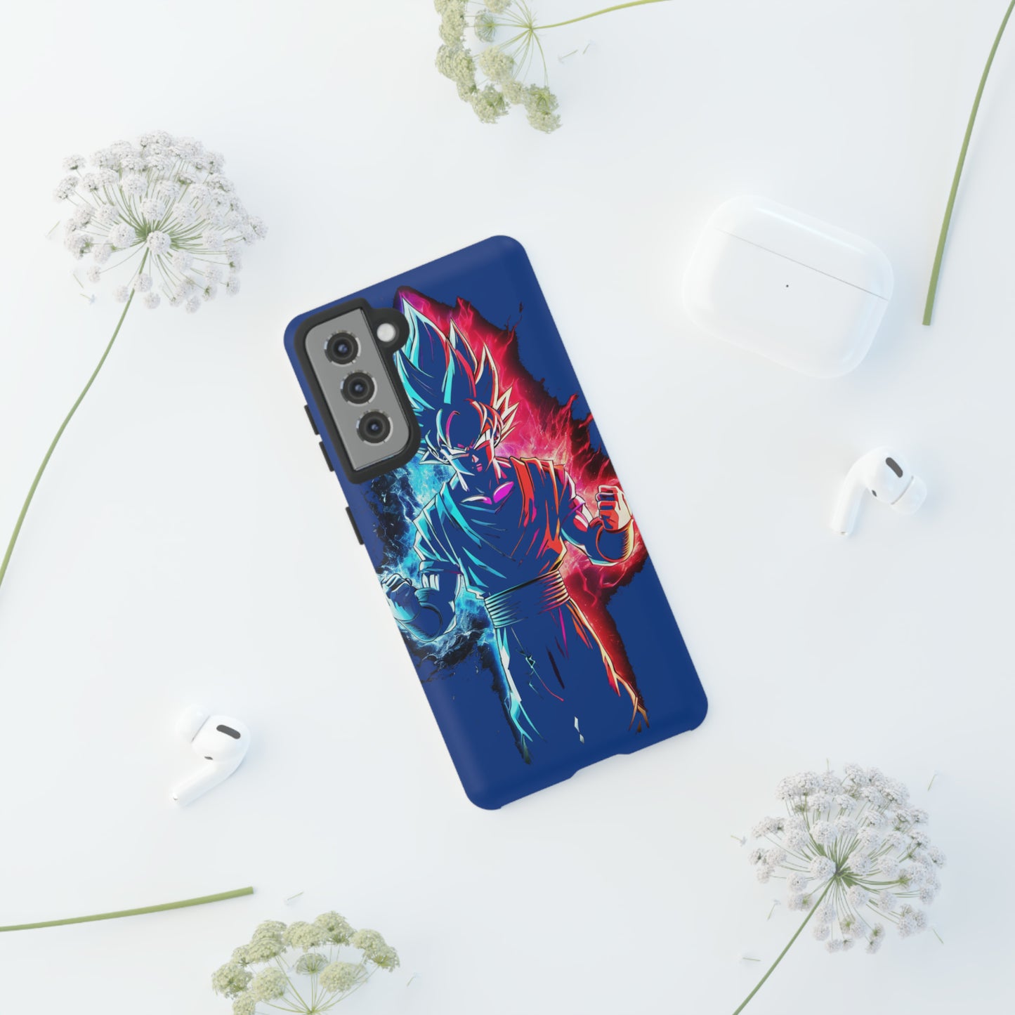 FANMADE Dragon Ball Z Goku Red/Blue Flame Phone Case [BLUE VERSION] (iPhone, Google Pixel, Samsung)