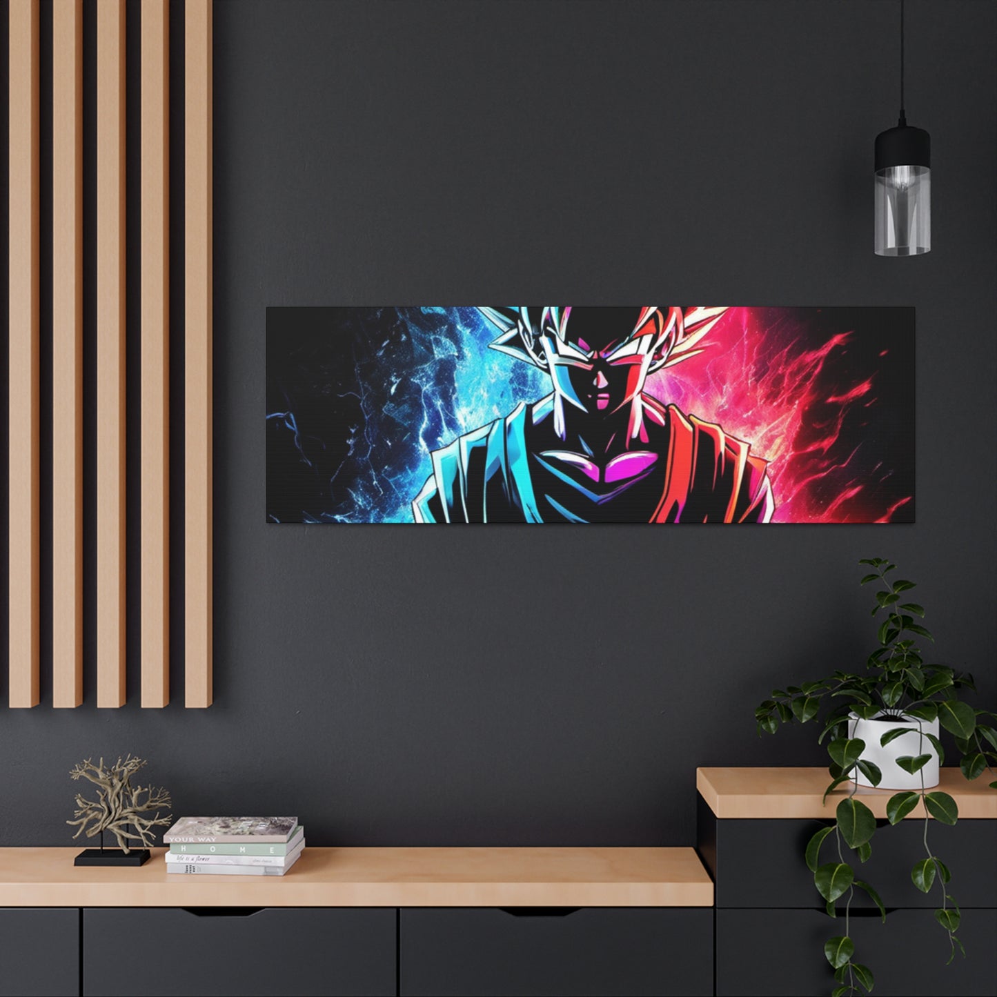 FANMADE Dragon Ball Z Goku Red/Blue Flame Canvas