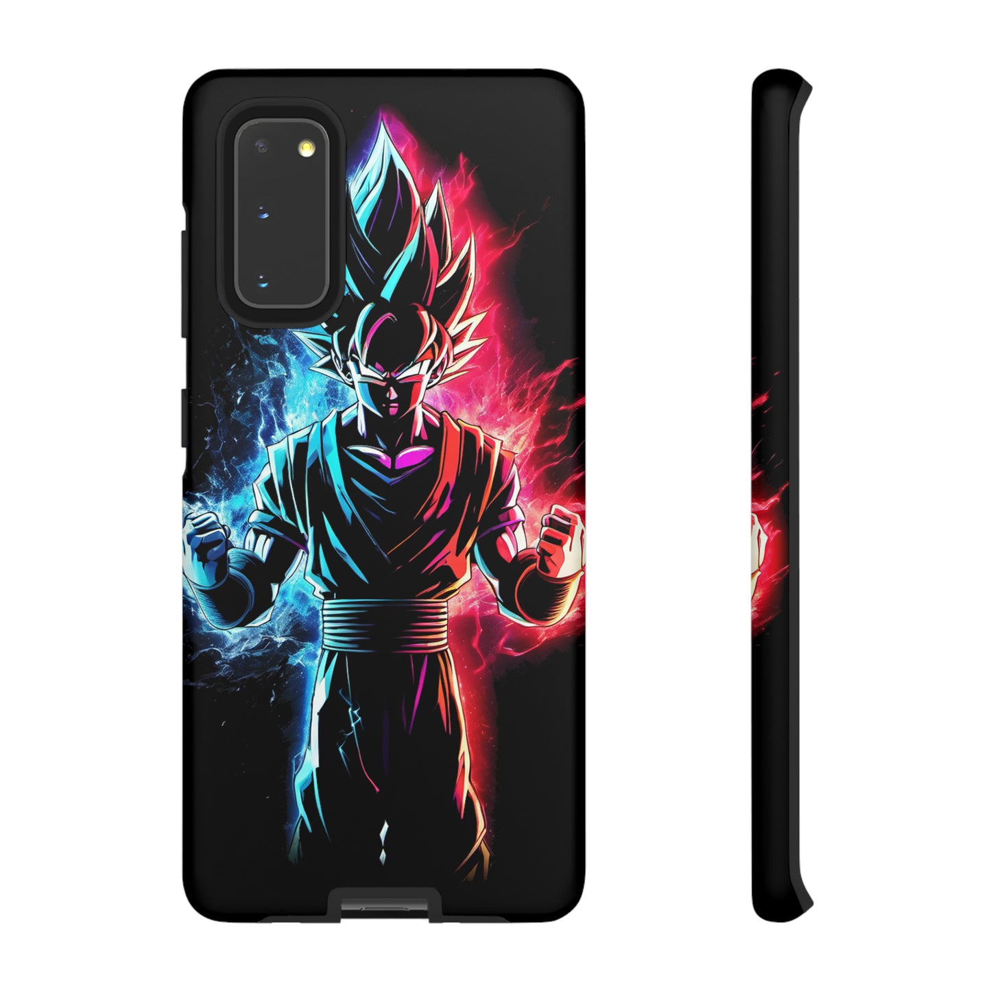 FANMADE Dragon Ball Z Goku Red/Blue Flame Phone Case [BLACK VERSION] (iPhone, Google Pixel, Samsung)