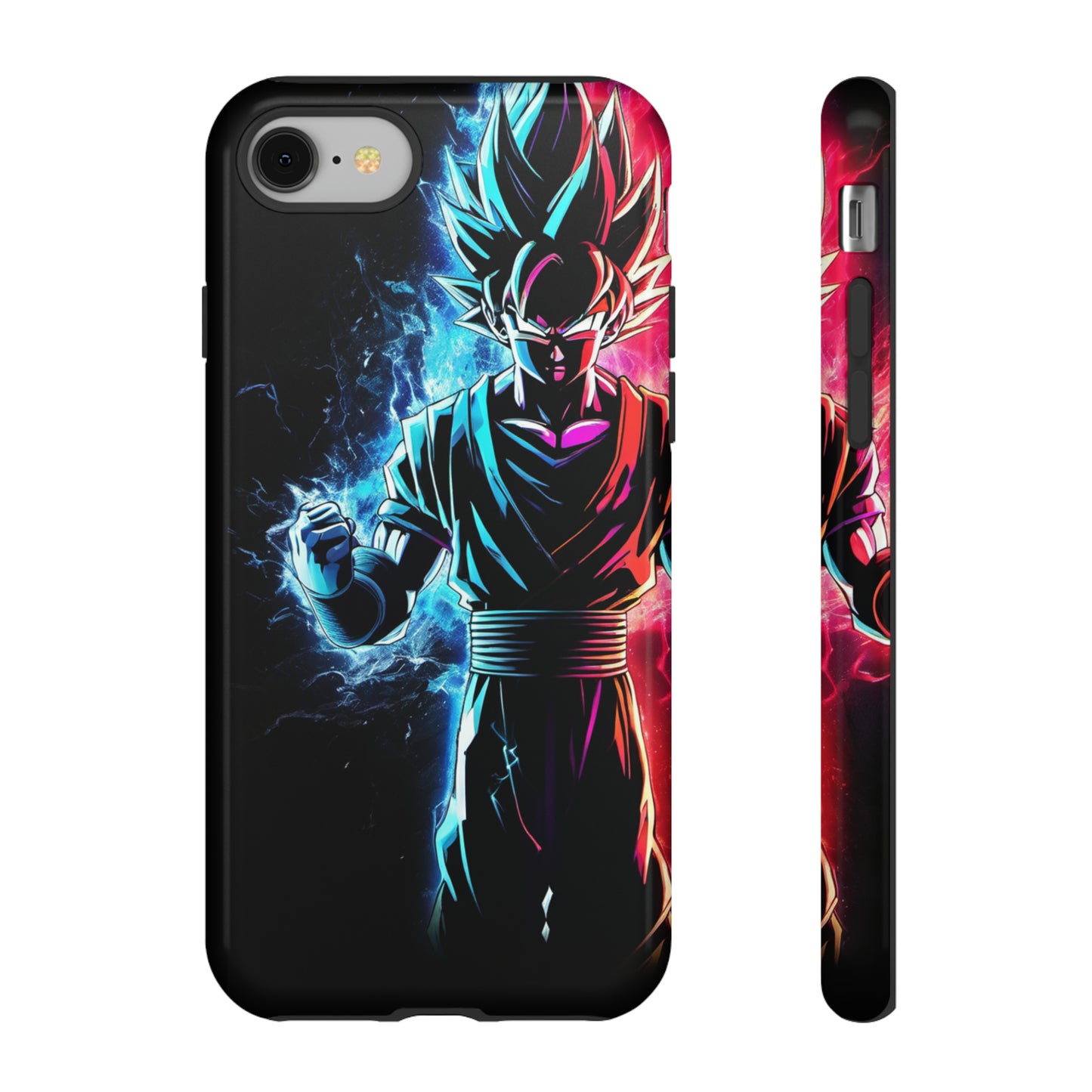 FANMADE Dragon Ball Z Goku Red/Blue Flame Phone Case [BLACK VERSION 2] (iPhone, Samsung)