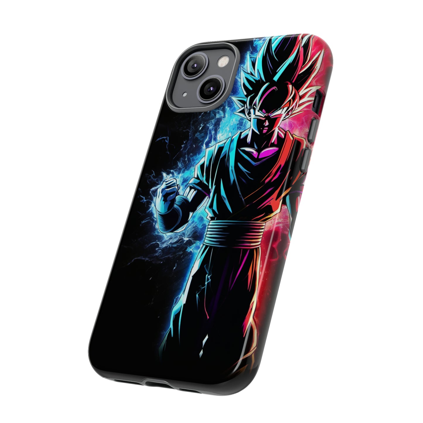 FANMADE Dragon Ball Z Goku Red/Blue Flame Phone Case [BLACK VERSION 2] (iPhone, Samsung)