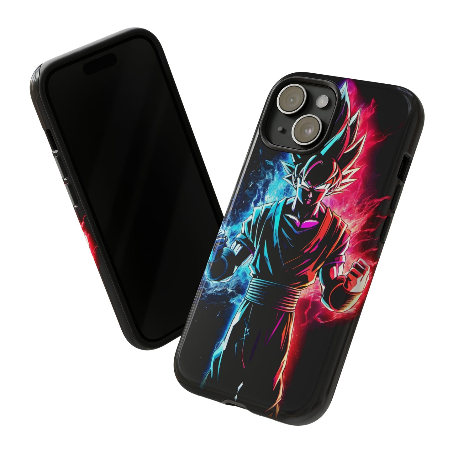 FANMADE Dragon Ball Z Goku Red/Blue Flame Phone Case [BLACK VERSION] (iPhone, Google Pixel, Samsung)