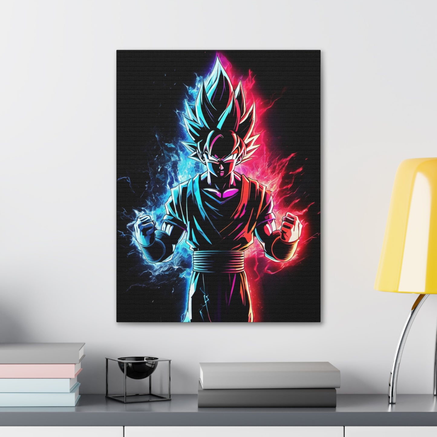 FANMADE Dragon Ball Z Goku Red/Blue Flame Canvas