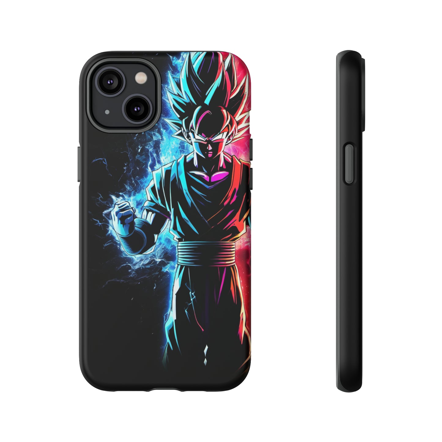 FANMADE Dragon Ball Z Goku Red/Blue Flame Phone Case [BLACK VERSION 2] (iPhone, Samsung)