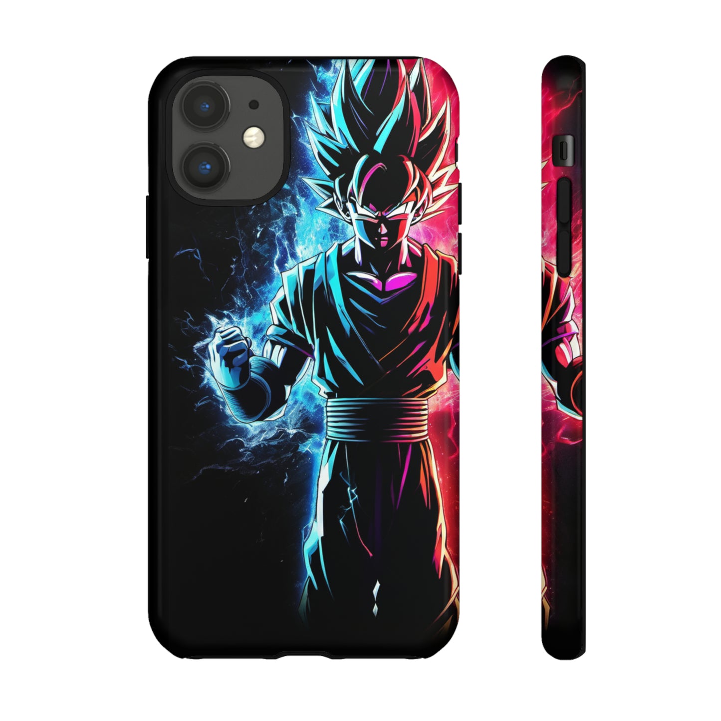 FANMADE Dragon Ball Z Goku Red/Blue Flame Phone Case [BLACK VERSION 2] (iPhone, Samsung)