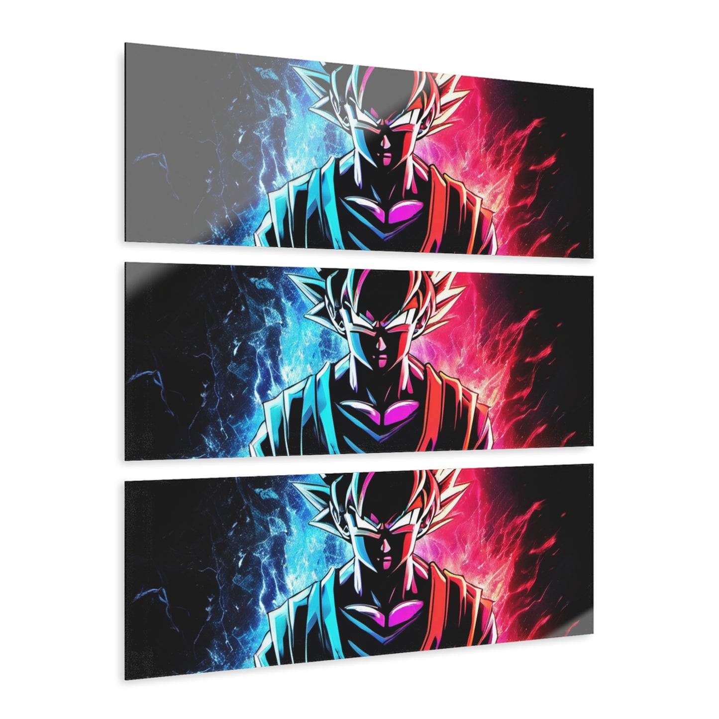 FANMADE Dragon Ball Z Goku Red/Blue Flame Acrylic (Vertical & Horizontal)