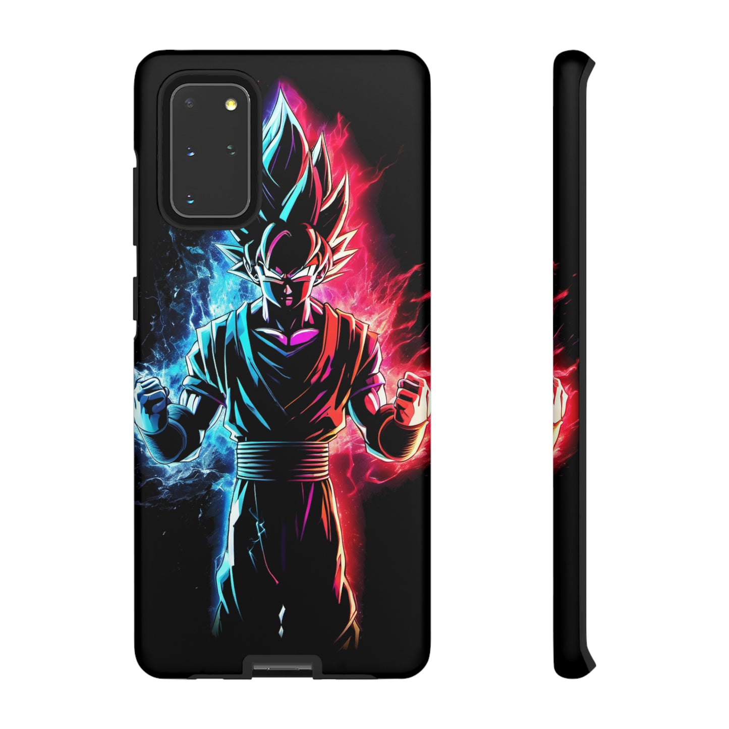 FANMADE Dragon Ball Z Goku Red/Blue Flame Phone Case [BLACK VERSION] (iPhone, Google Pixel, Samsung)