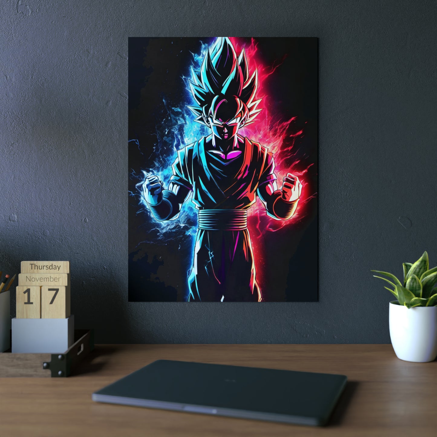 FANMADE Dragon Ball Z Goku Red/Blue Flame Aluminum Composite Panel