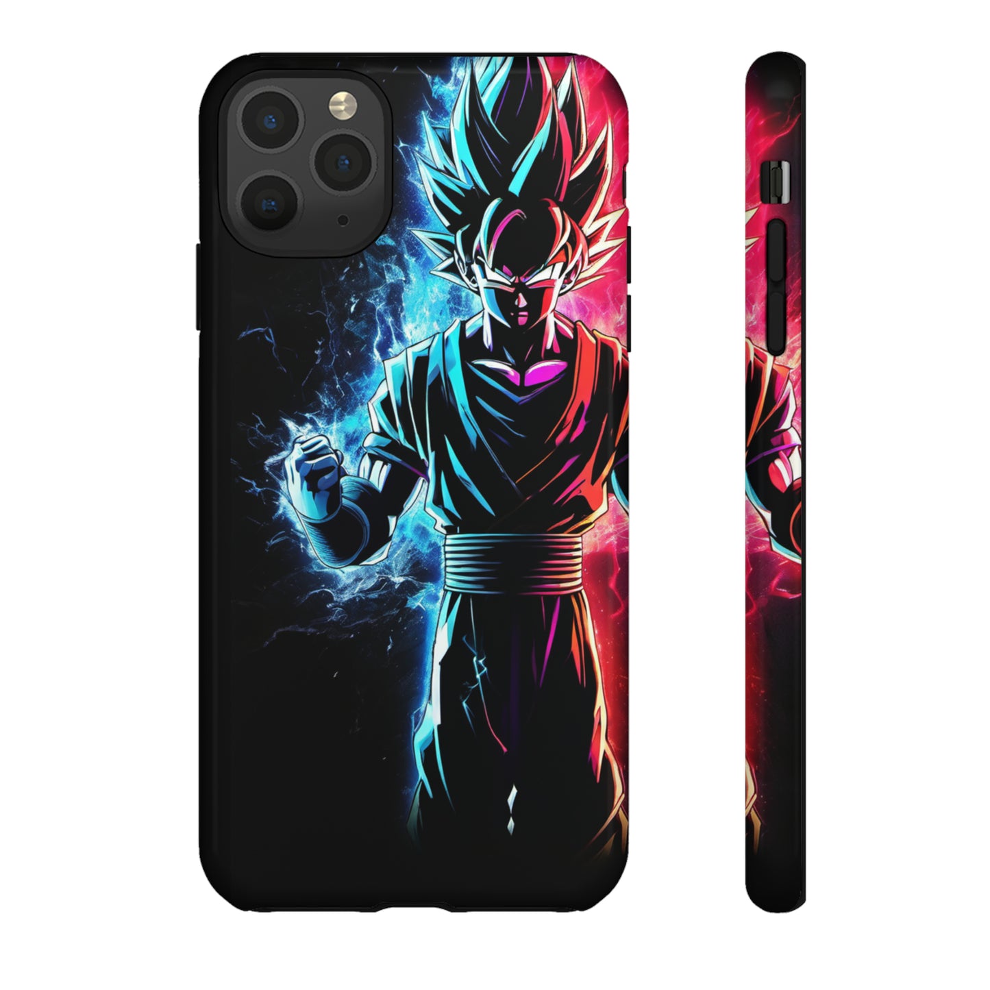 FANMADE Dragon Ball Z Goku Red/Blue Flame Phone Case [BLACK VERSION 2] (iPhone, Samsung)