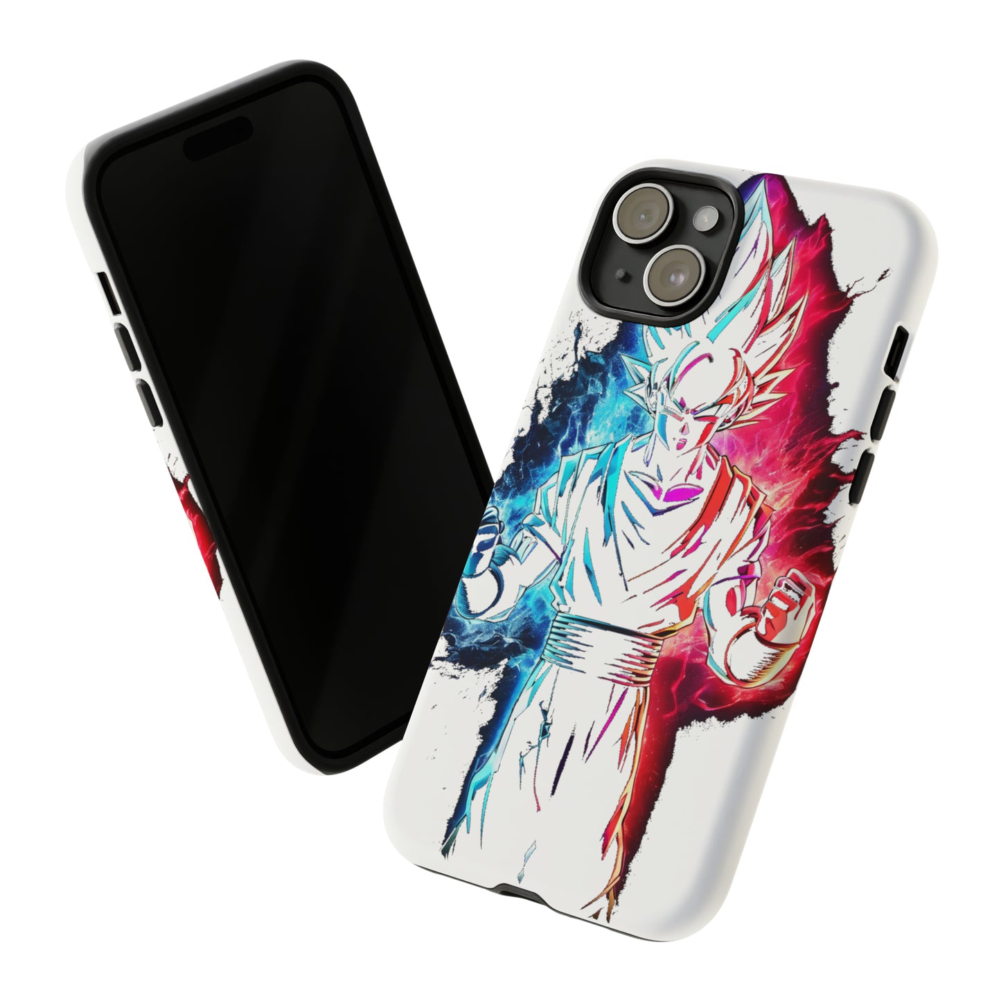 FANMADE Dragon Ball Z Goku Red/Blue Flame Phone Case [WHITE VERSION] (iPhone, Google Pixel, Samsung)