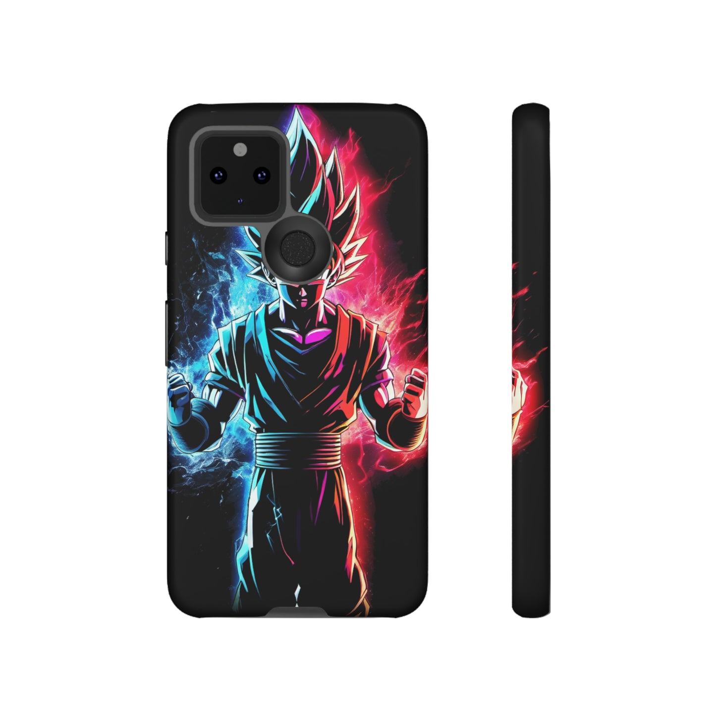 FANMADE Dragon Ball Z Goku Red/Blue Flame Phone Case [BLACK VERSION] (iPhone, Google Pixel, Samsung)