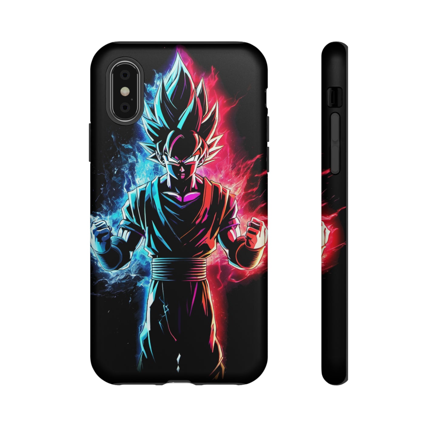 FANMADE Dragon Ball Z Goku Red/Blue Flame Phone Case [BLACK VERSION] (iPhone, Google Pixel, Samsung)