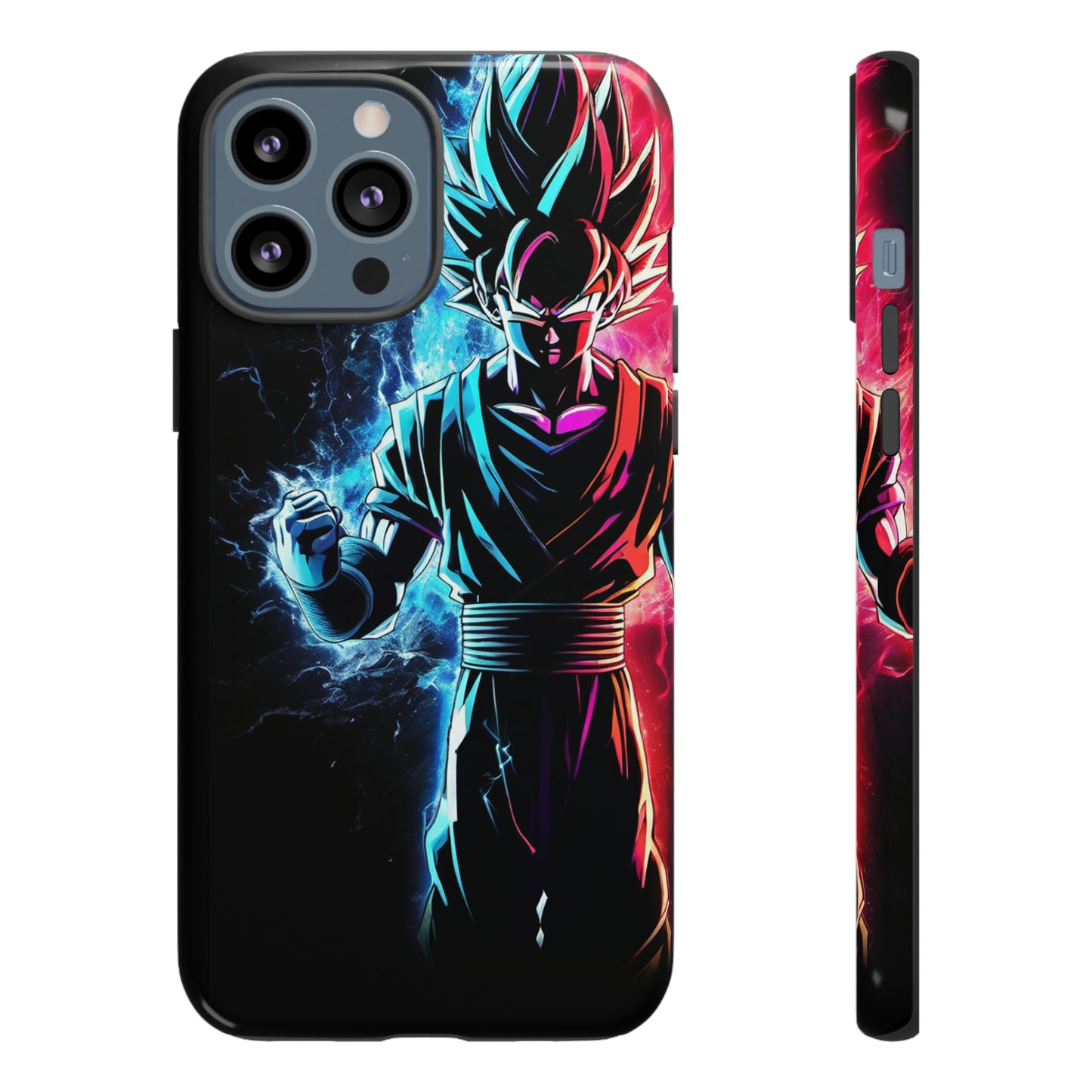 FANMADE Dragon Ball Z Goku Red/Blue Flame Phone Case [BLACK VERSION 2] (iPhone, Samsung)