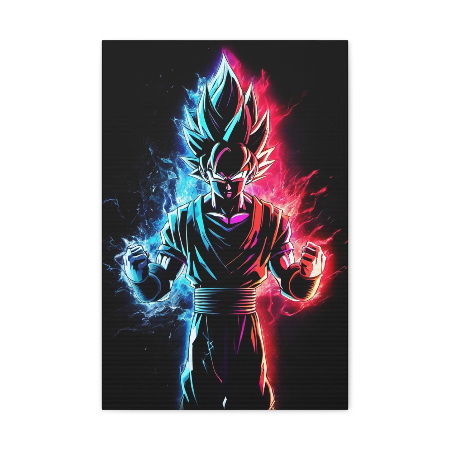 FANMADE Dragon Ball Z Goku Red/Blue Flame Canvas