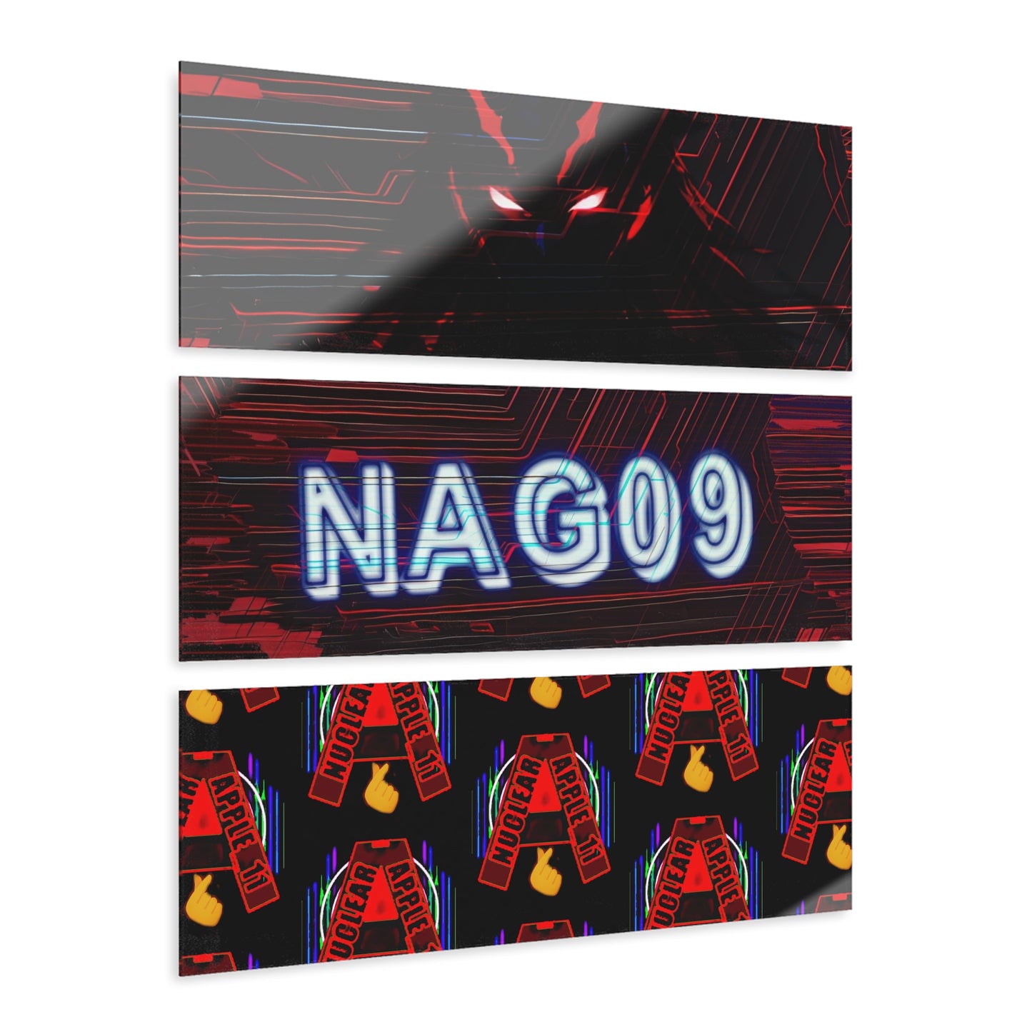 NAG09, Gh05t Dark Banner, N_A_11 DJ Logo Acrylic Prints (Triptych)