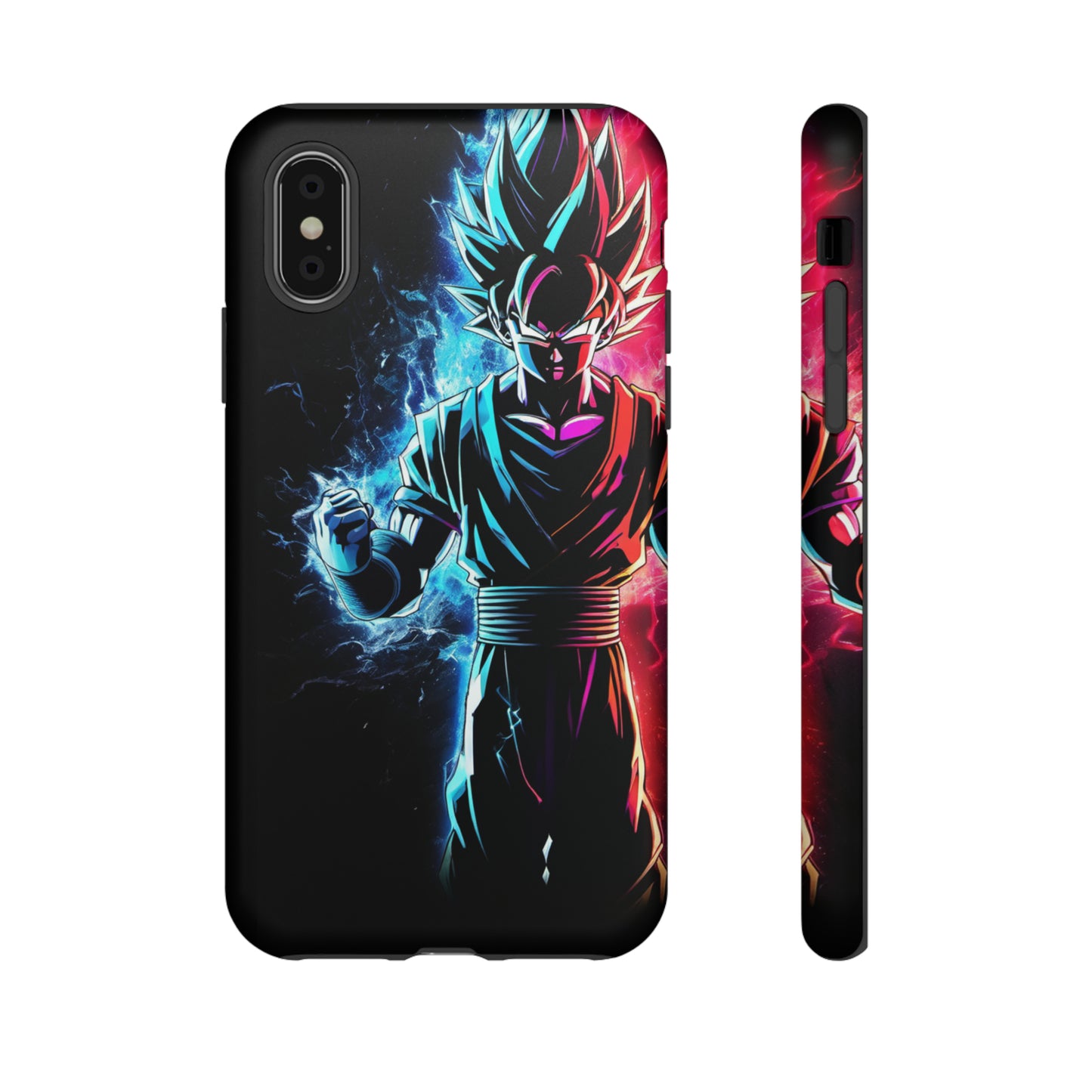 FANMADE Dragon Ball Z Goku Red/Blue Flame Phone Case [BLACK VERSION 2] (iPhone, Samsung)