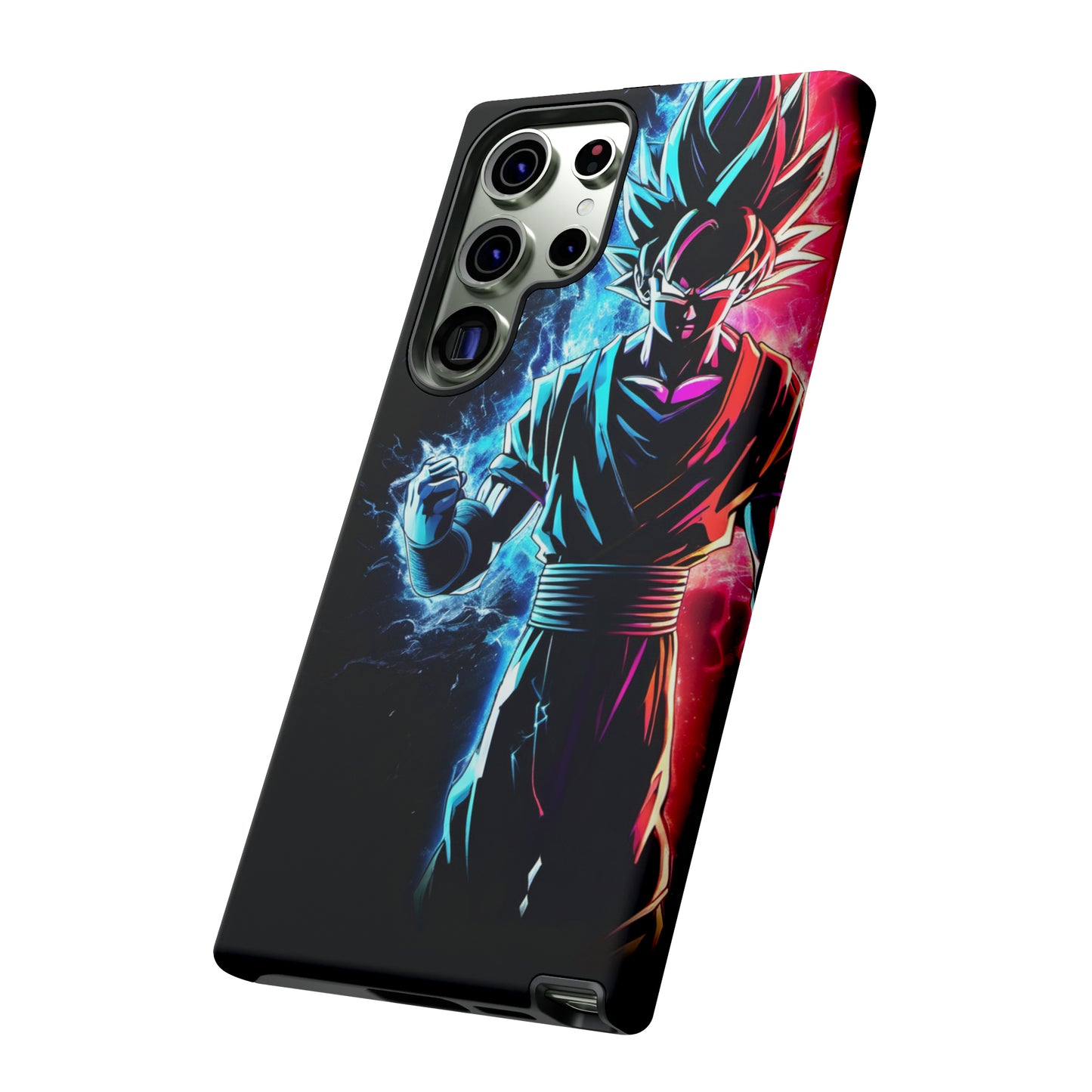 FANMADE Dragon Ball Z Goku Red/Blue Flame Phone Case [BLACK VERSION 2] (iPhone, Samsung)