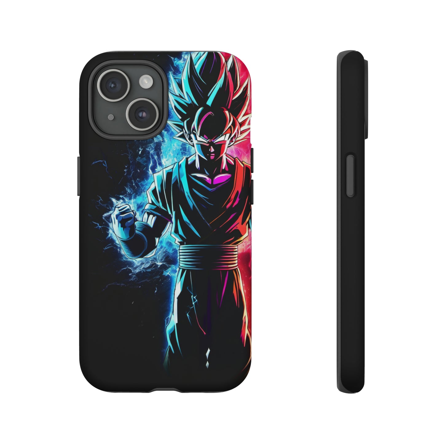 FANMADE Dragon Ball Z Goku Red/Blue Flame Phone Case [BLACK VERSION 2] (iPhone, Samsung)