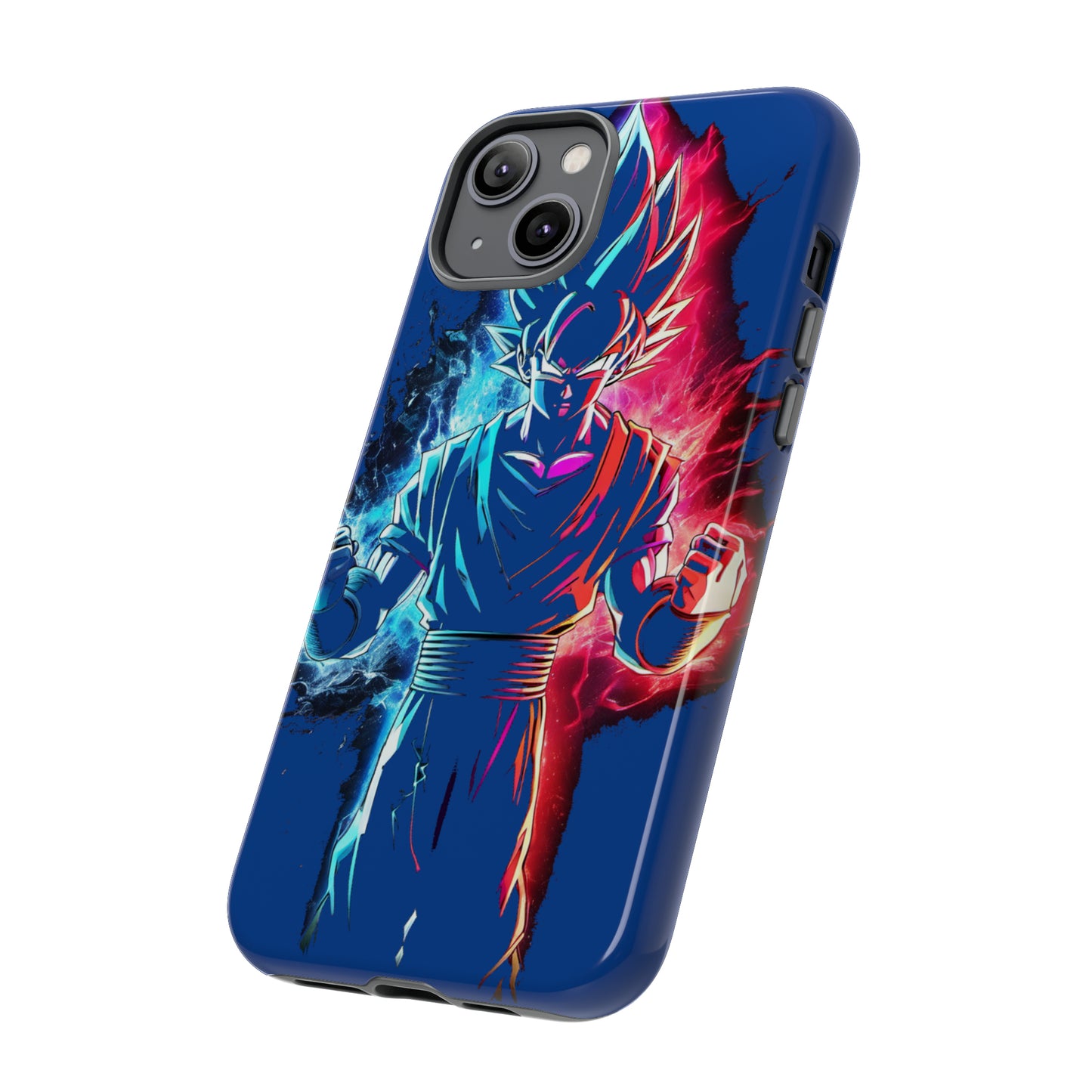 FANMADE Dragon Ball Z Goku Red/Blue Flame Phone Case [BLUE VERSION] (iPhone, Google Pixel, Samsung)