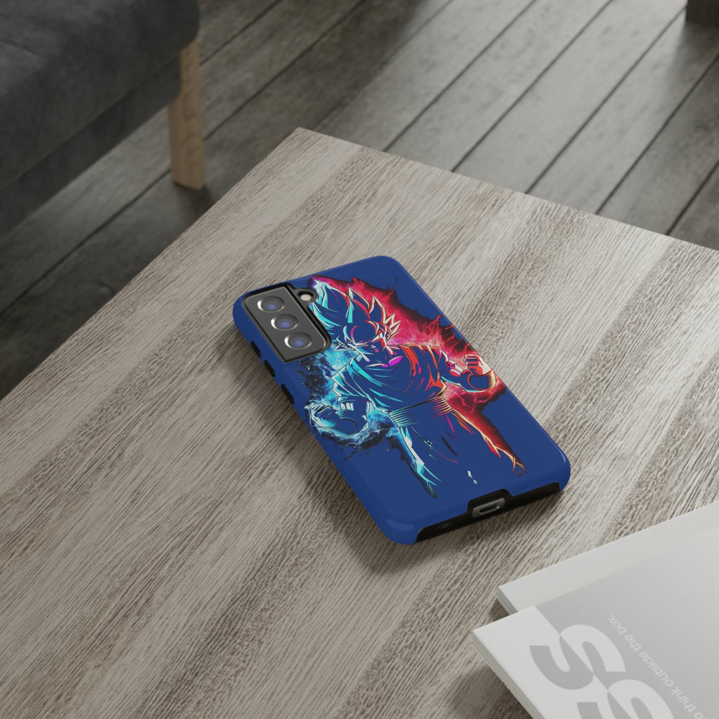 FANMADE Dragon Ball Z Goku Red/Blue Flame Phone Case [BLUE VERSION] (iPhone, Google Pixel, Samsung)