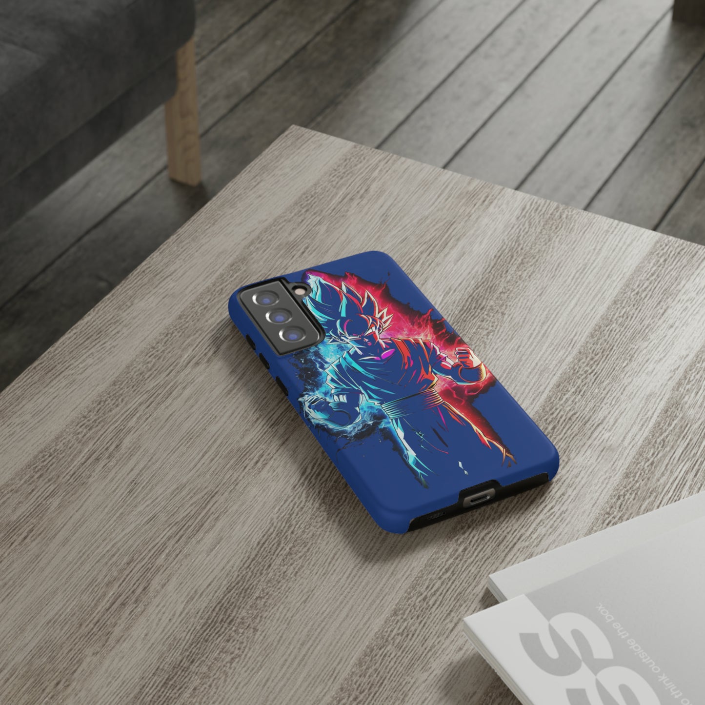 FANMADE Dragon Ball Z Goku Red/Blue Flame Phone Case [BLUE VERSION] (iPhone, Google Pixel, Samsung)