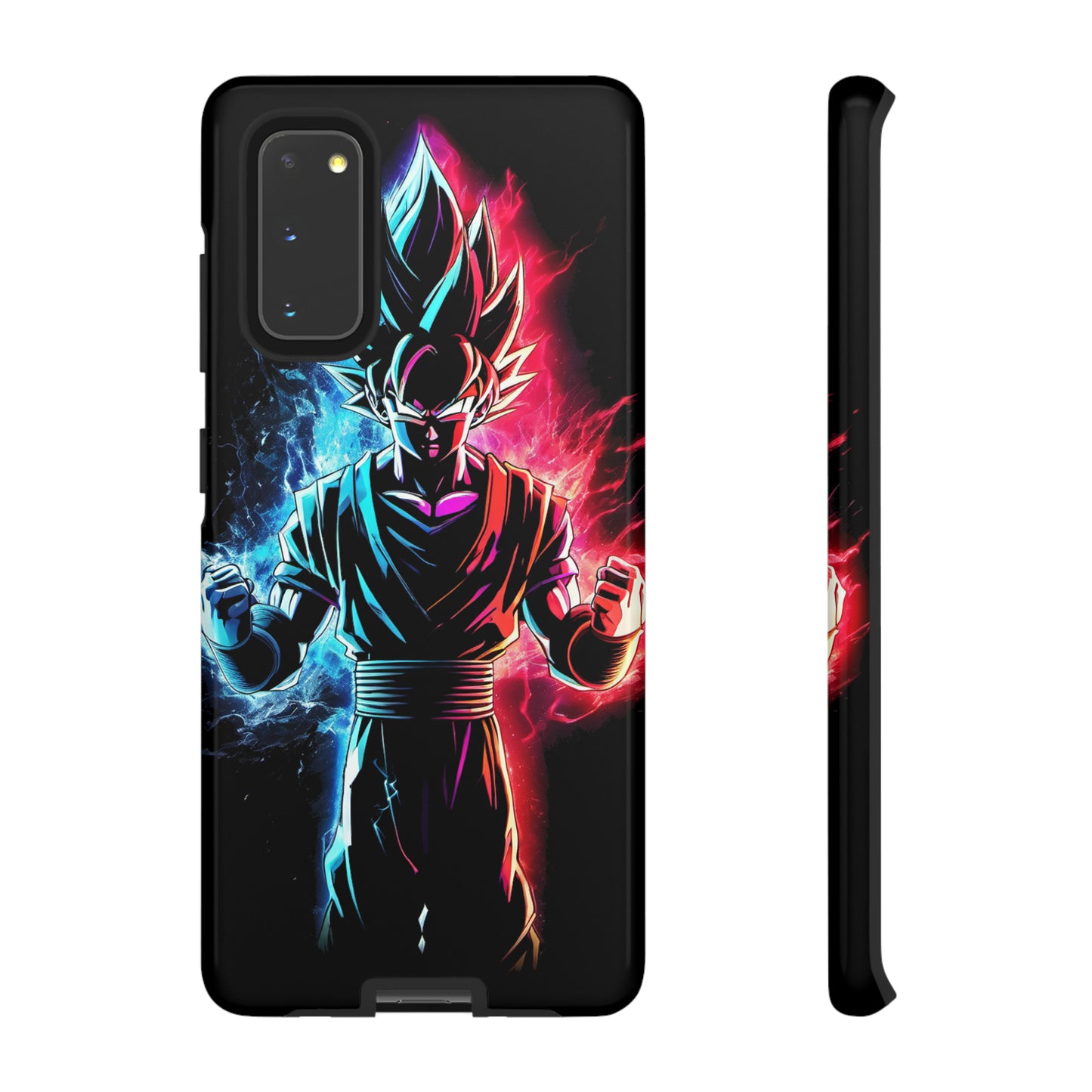 FANMADE Dragon Ball Z Goku Red/Blue Flame Phone Case [BLACK VERSION] (iPhone, Google Pixel, Samsung)