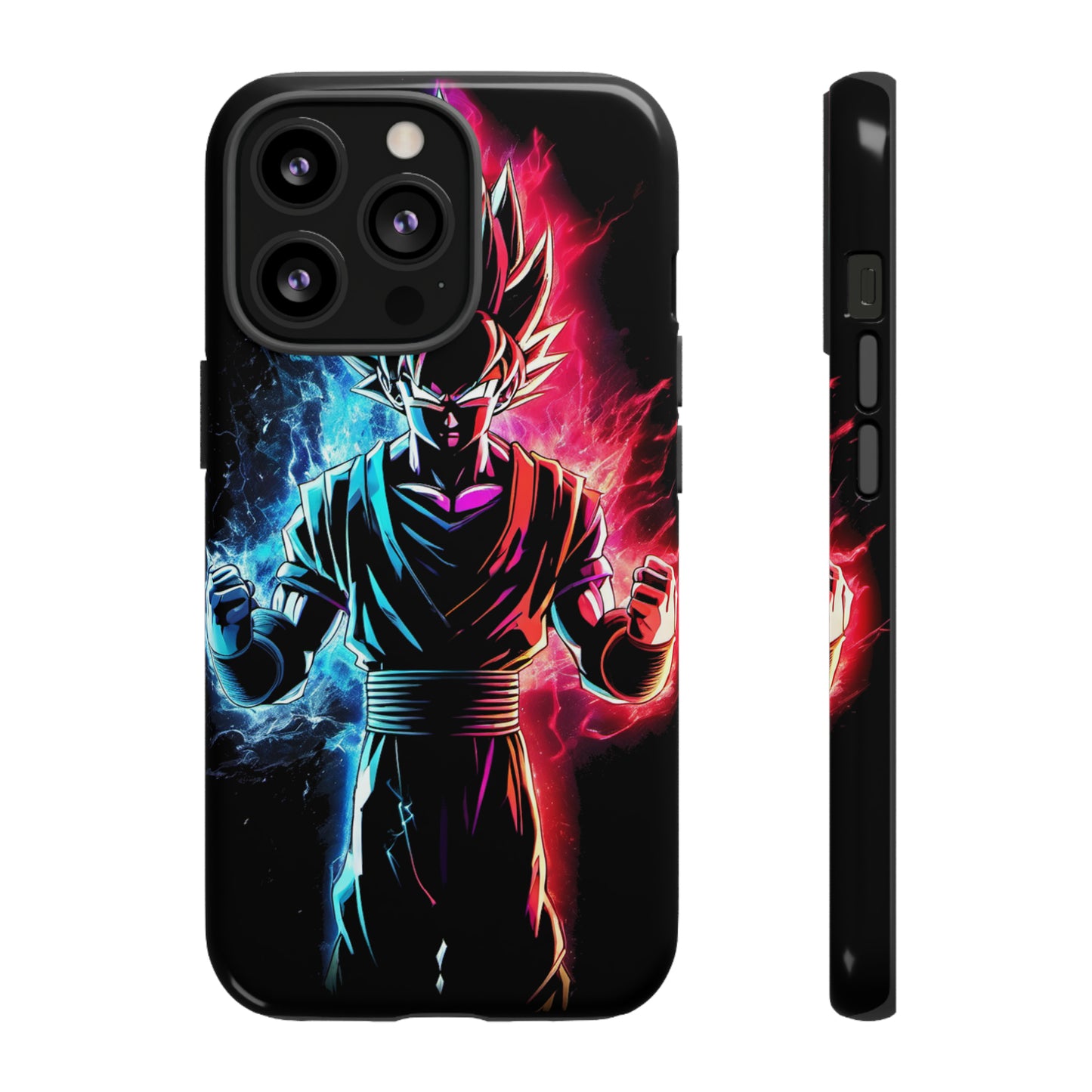 FANMADE Dragon Ball Z Goku Red/Blue Flame Phone Case [BLACK VERSION] (iPhone, Google Pixel, Samsung)