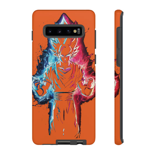 FANMADE Dragon Ball Z Goku Red/Blue Flame Phone Case [ORANGE VERSION] (iPhone, Google Pixel, Samsung)