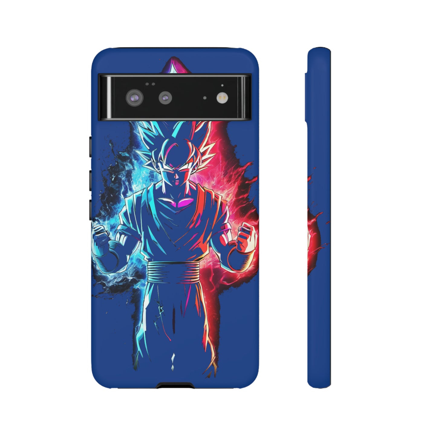 FANMADE Dragon Ball Z Goku Red/Blue Flame Phone Case [BLUE VERSION] (iPhone, Google Pixel, Samsung)