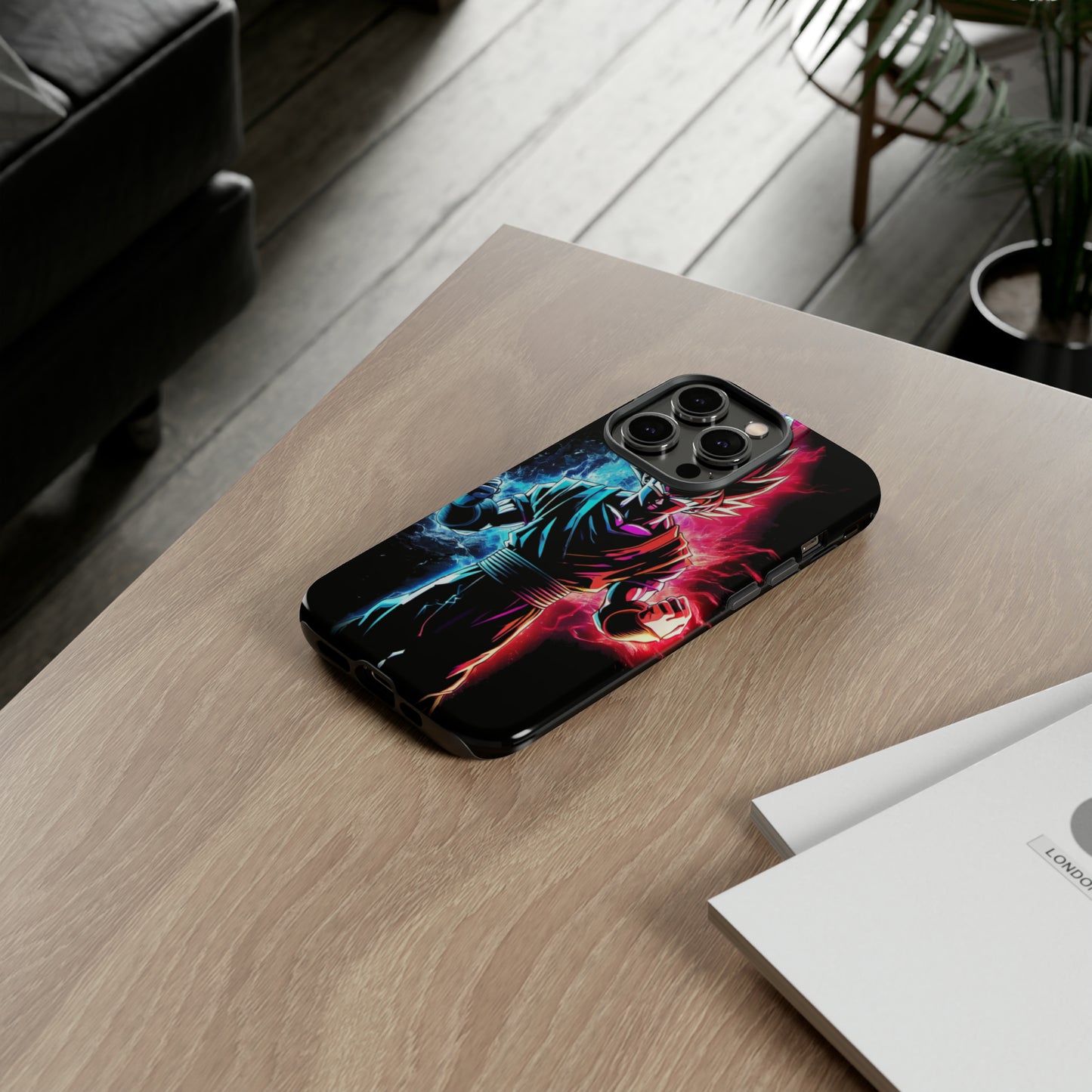 FANMADE Dragon Ball Z Goku Red/Blue Flame Phone Case [BLACK VERSION] (iPhone, Google Pixel, Samsung)