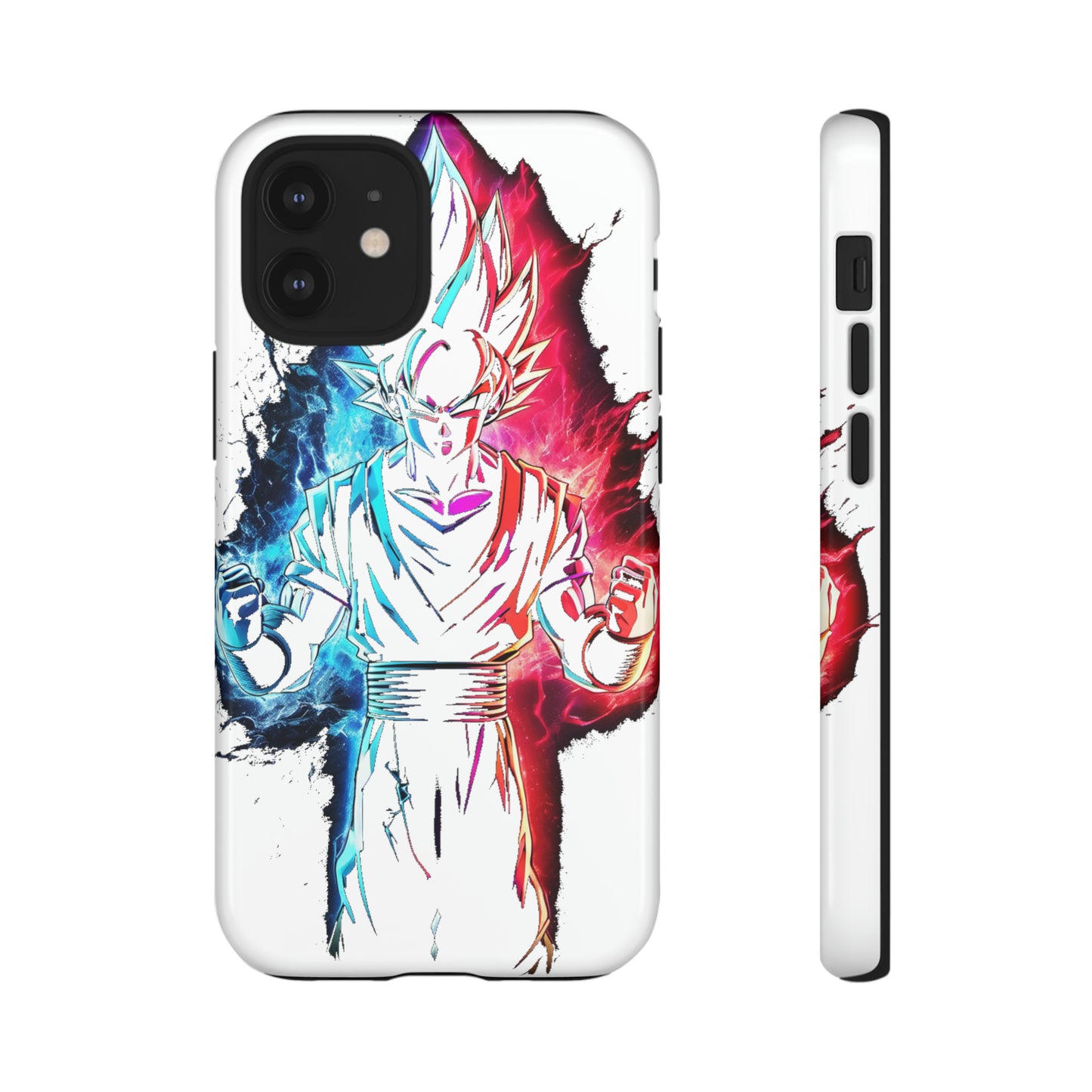 FANMADE Dragon Ball Z Goku Red/Blue Flame Phone Case [WHITE VERSION] (iPhone, Google Pixel, Samsung)