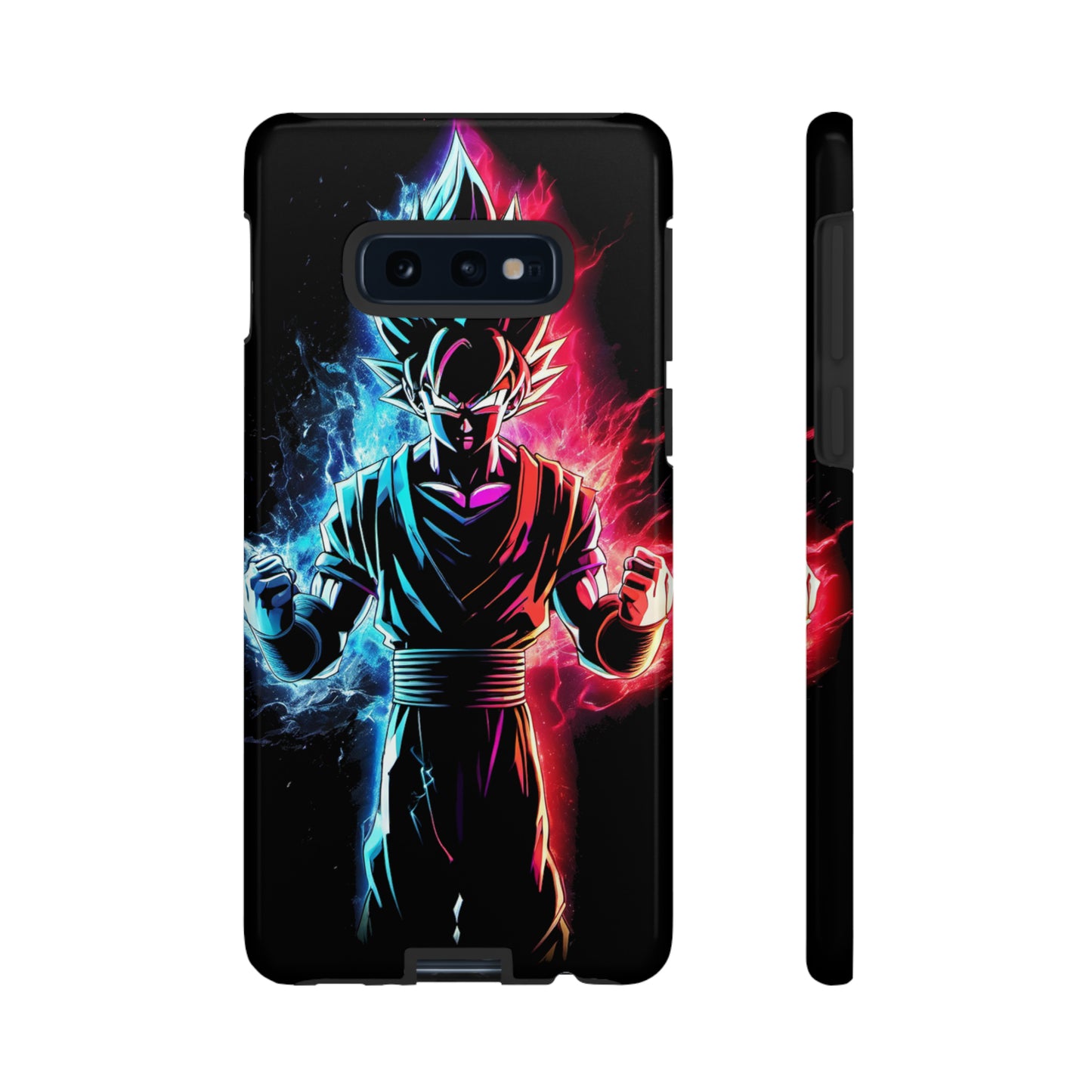 FANMADE Dragon Ball Z Goku Red/Blue Flame Phone Case [BLACK VERSION] (iPhone, Google Pixel, Samsung)