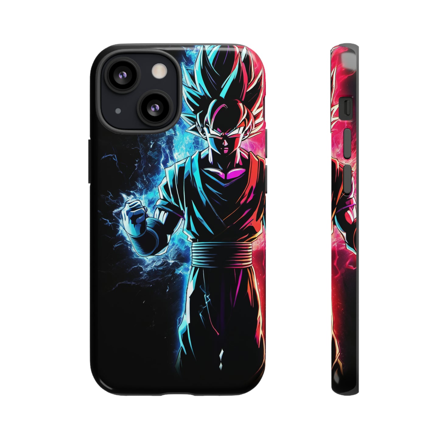 FANMADE Dragon Ball Z Goku Red/Blue Flame Phone Case [BLACK VERSION 2] (iPhone, Samsung)