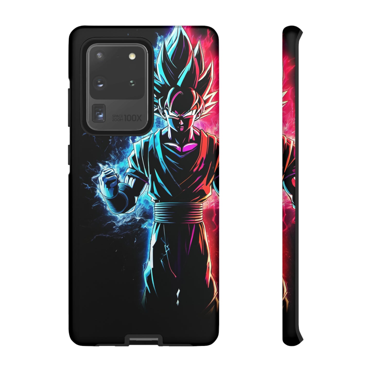 FANMADE Dragon Ball Z Goku Red/Blue Flame Phone Case [BLACK VERSION 2] (iPhone, Samsung)