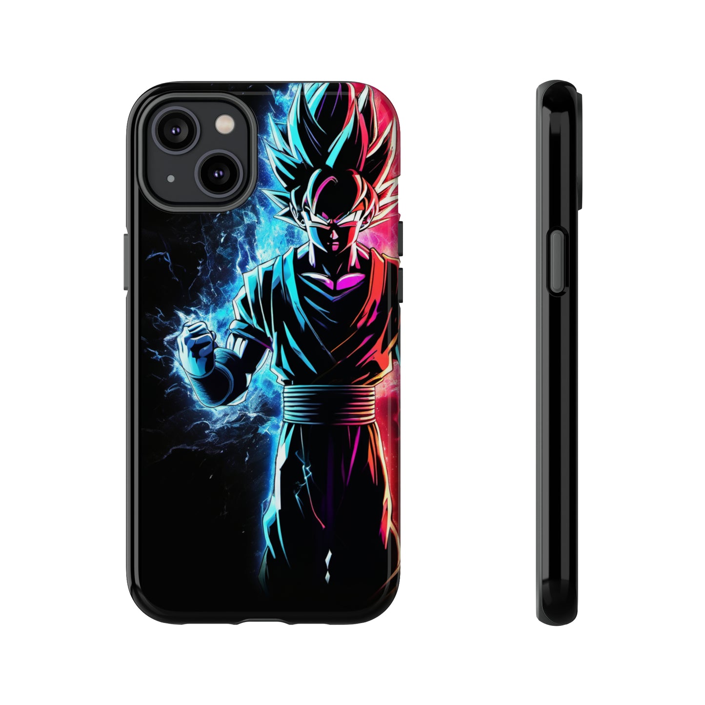 FANMADE Dragon Ball Z Goku Red/Blue Flame Phone Case [BLACK VERSION 2] (iPhone, Samsung)