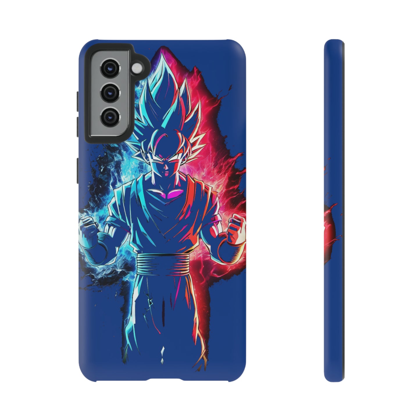 FANMADE Dragon Ball Z Goku Red/Blue Flame Phone Case [BLUE VERSION] (iPhone, Google Pixel, Samsung)