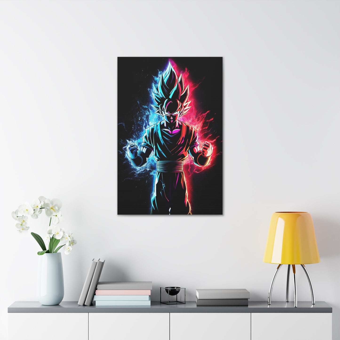 FANMADE Dragon Ball Z Goku Red/Blue Flame Canvas