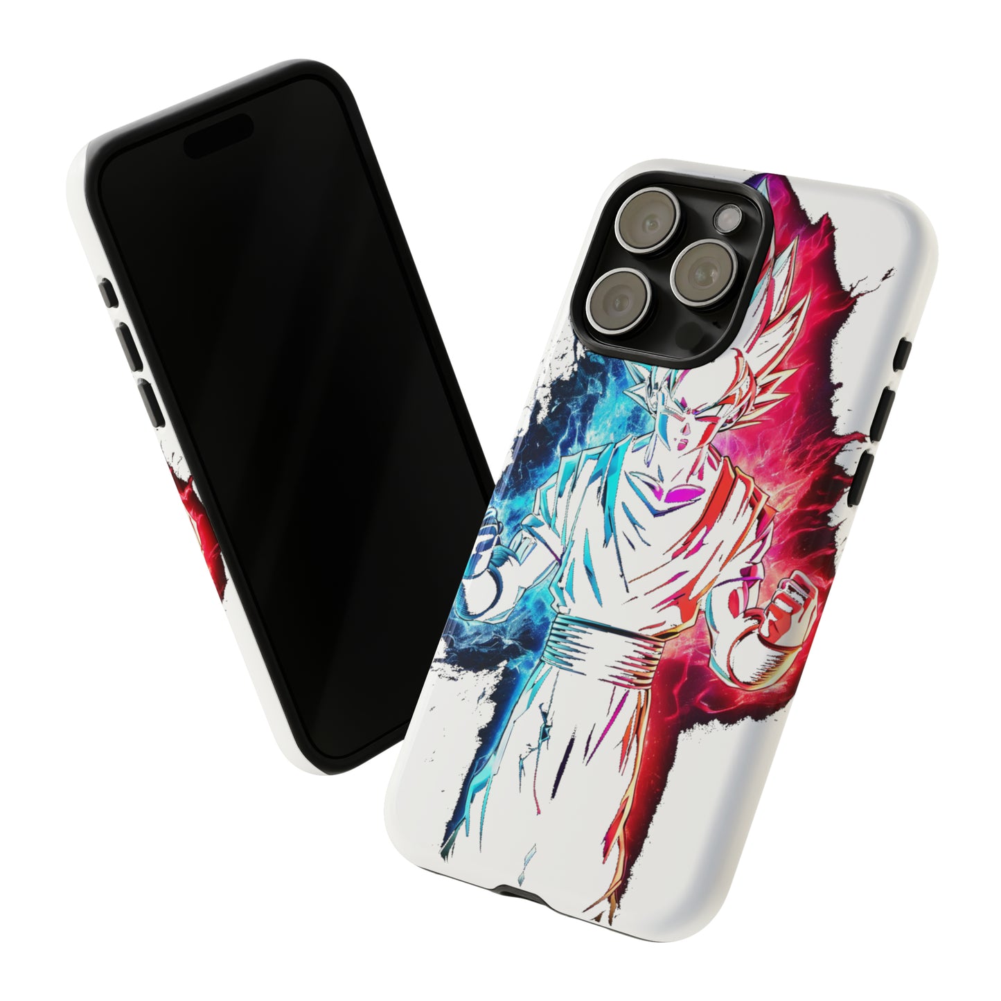 FANMADE Dragon Ball Z Goku Red/Blue Flame Phone Case [WHITE VERSION] (iPhone, Google Pixel, Samsung)