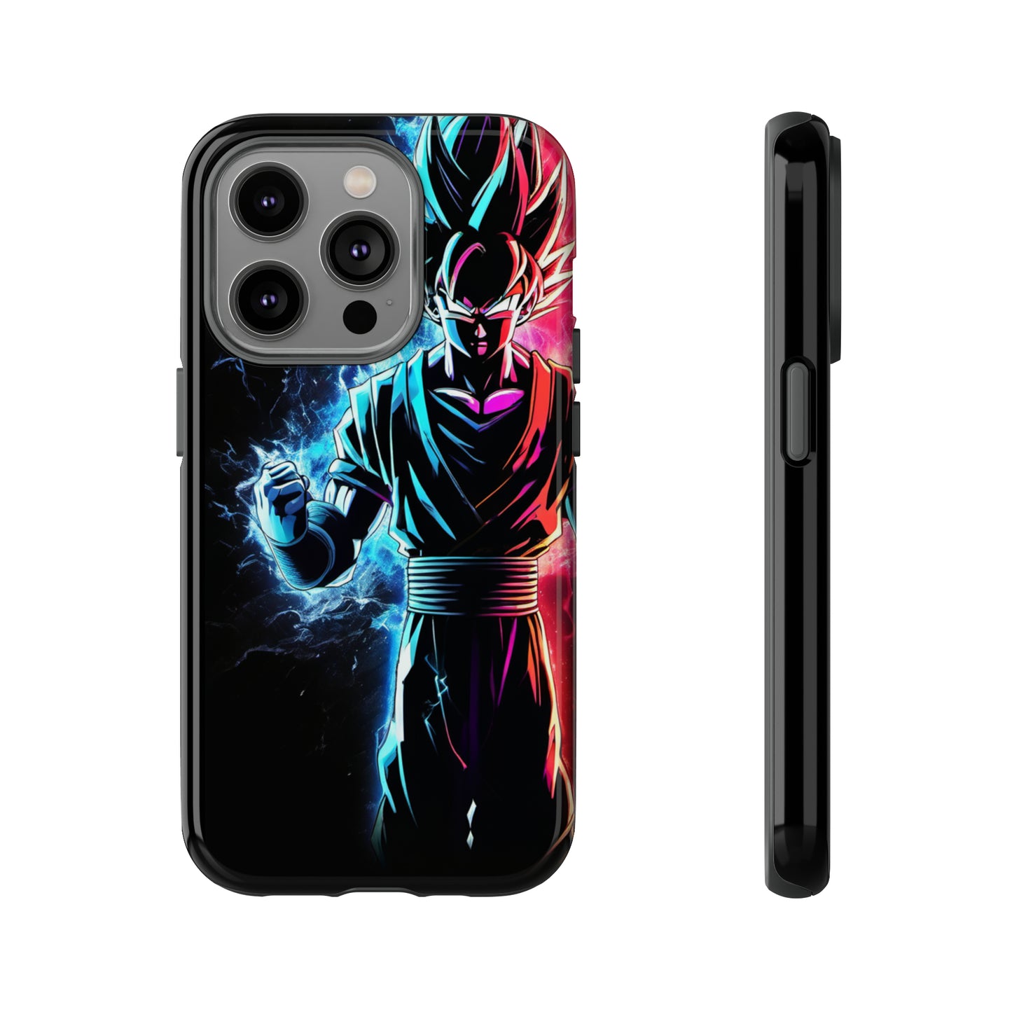 FANMADE Dragon Ball Z Goku Red/Blue Flame Phone Case [BLACK VERSION 2] (iPhone, Samsung)