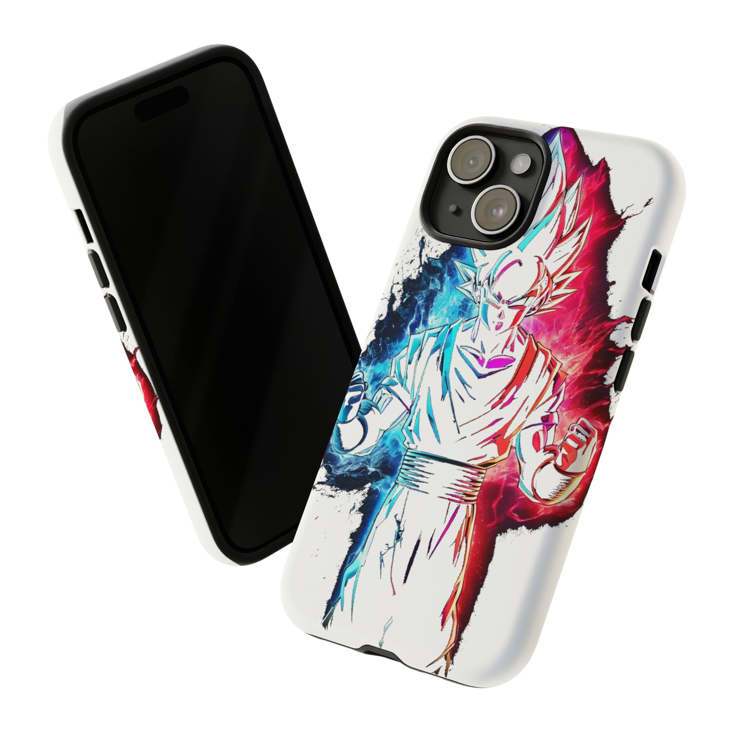 FANMADE Dragon Ball Z Goku Red/Blue Flame Phone Case [WHITE VERSION] (iPhone, Google Pixel, Samsung)