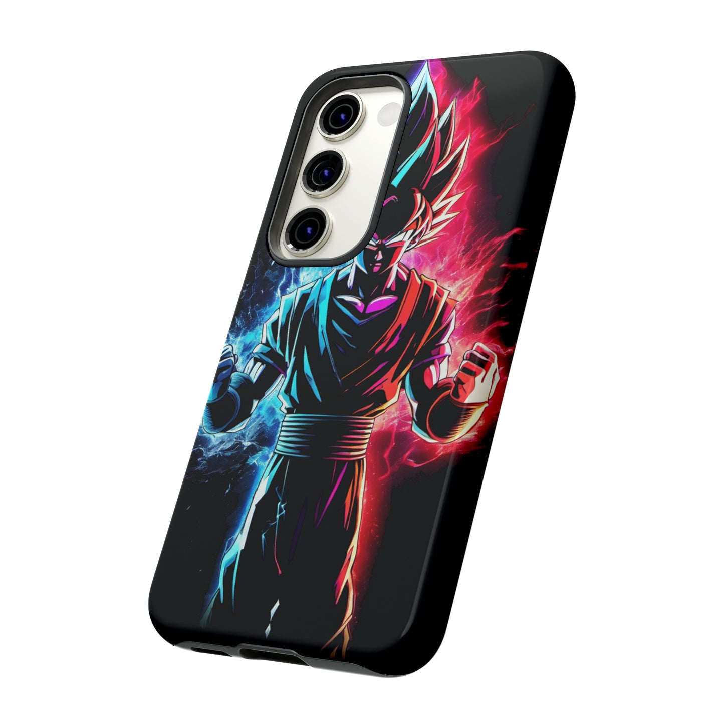 FANMADE Dragon Ball Z Goku Red/Blue Flame Phone Case [BLACK VERSION] (iPhone, Google Pixel, Samsung)